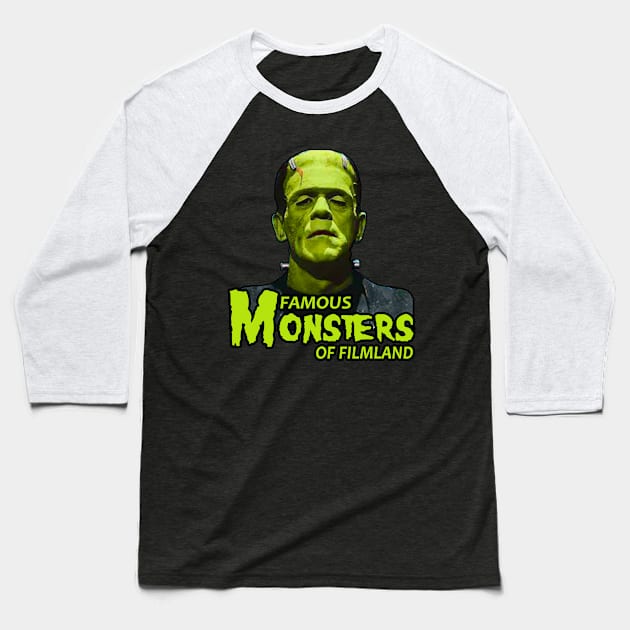 Famous Monsters The Creature Baseball T-Shirt by Niko Neon